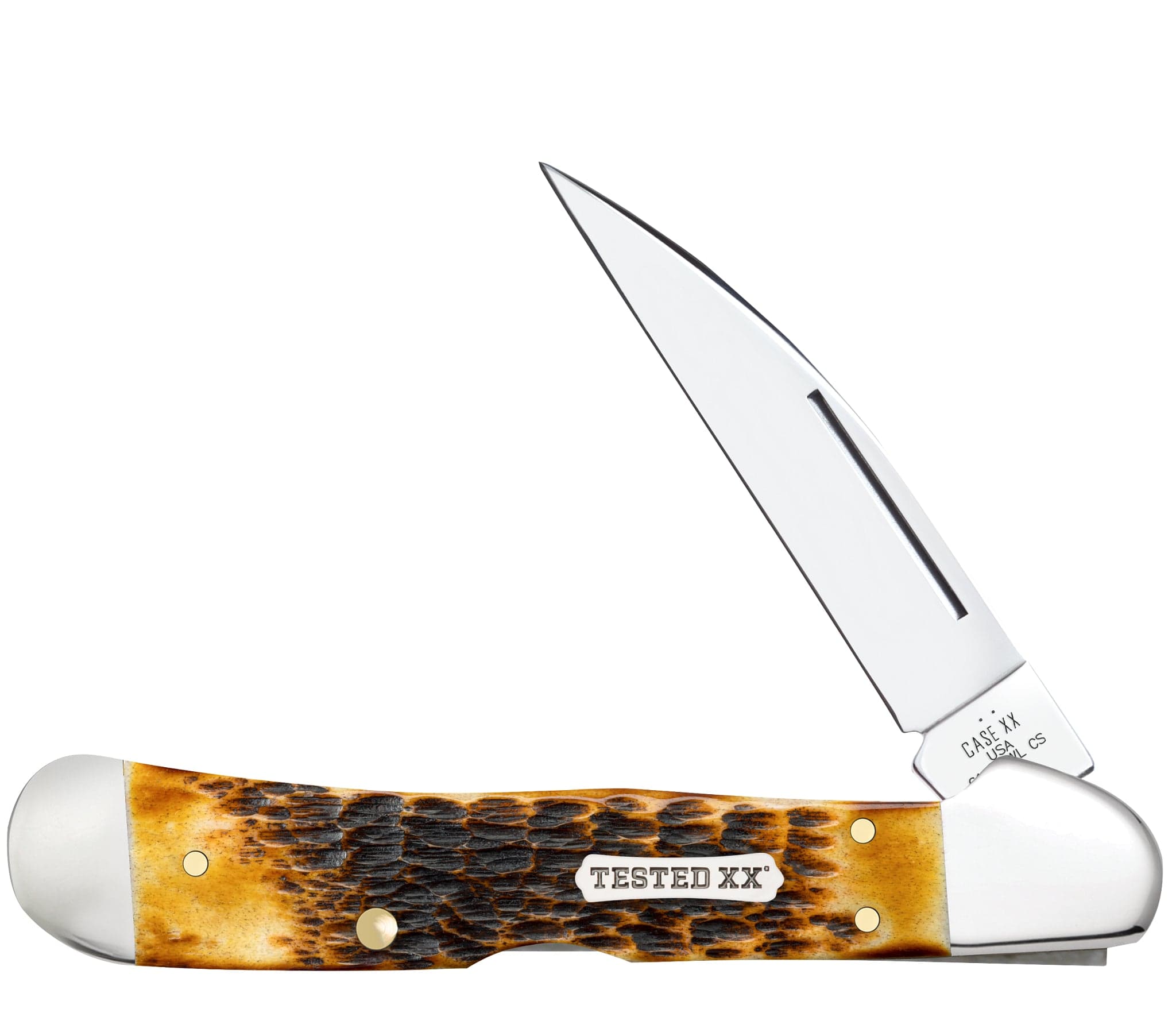 Case xx Rogers Jigged Burnt Amber Bone CV Copperlock